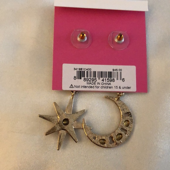 Betsey Johnson Gold Tone Celestial Star & Moon Mismatch Drop Earrings Blue NWT - Picture 10 of 10